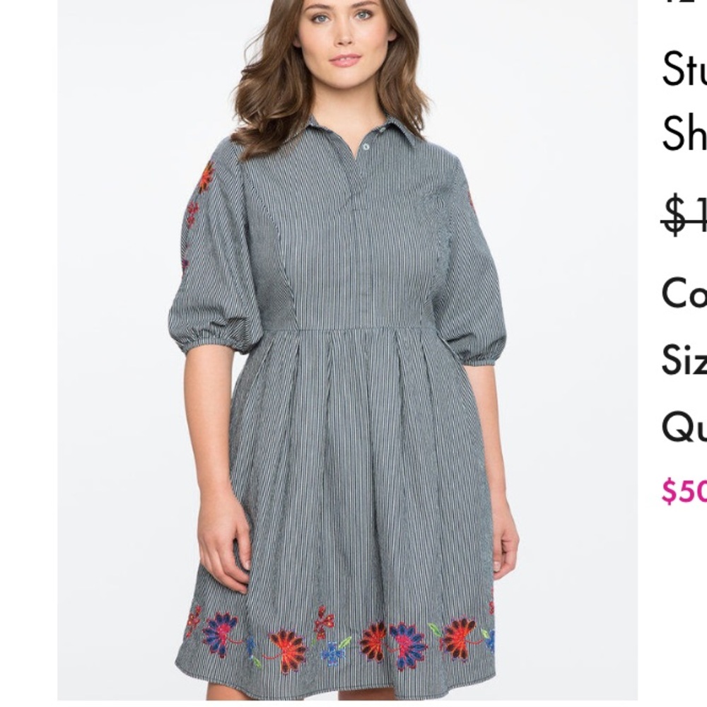 Eloquii Studio Embroidered Shirt Dress